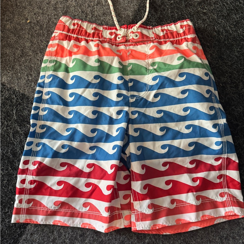 Boys GapKids Colorful Wave Pattern Board Shorts Size 8 Medium